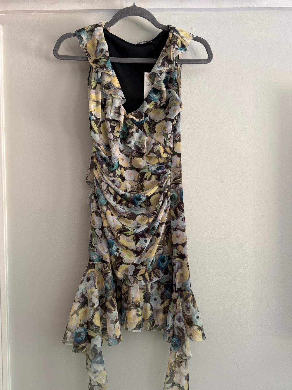 NWT Zara Floral Ruffle Mini Dress - Picture 4 of 4